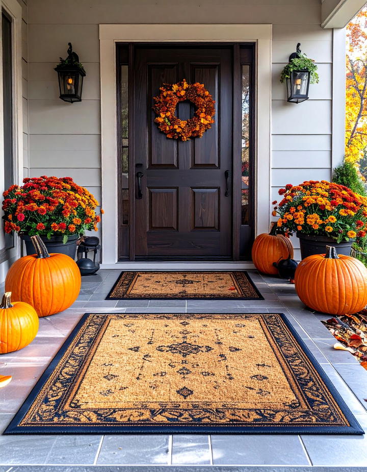 Doormat Layering Entry Statement Porch - 50 fall porch decor ideas