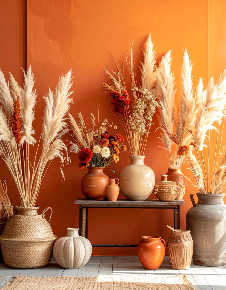 Dried Flower Arrangement Throughout Home - 50 fall decor ideas