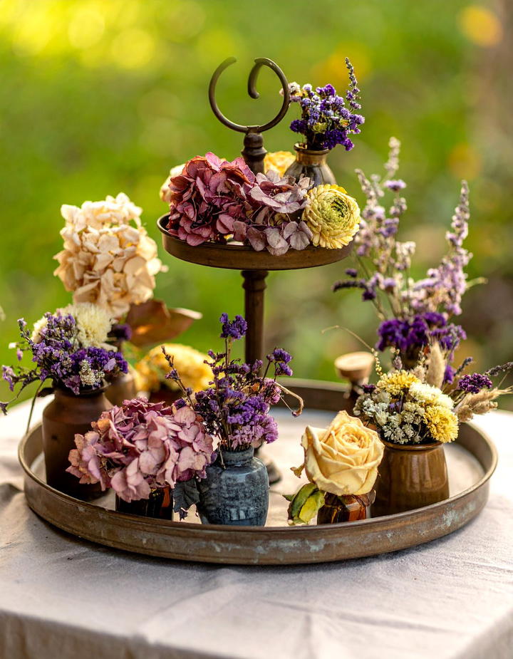 Dried Flower Preservation - 50 fall tiered tray decor ideas