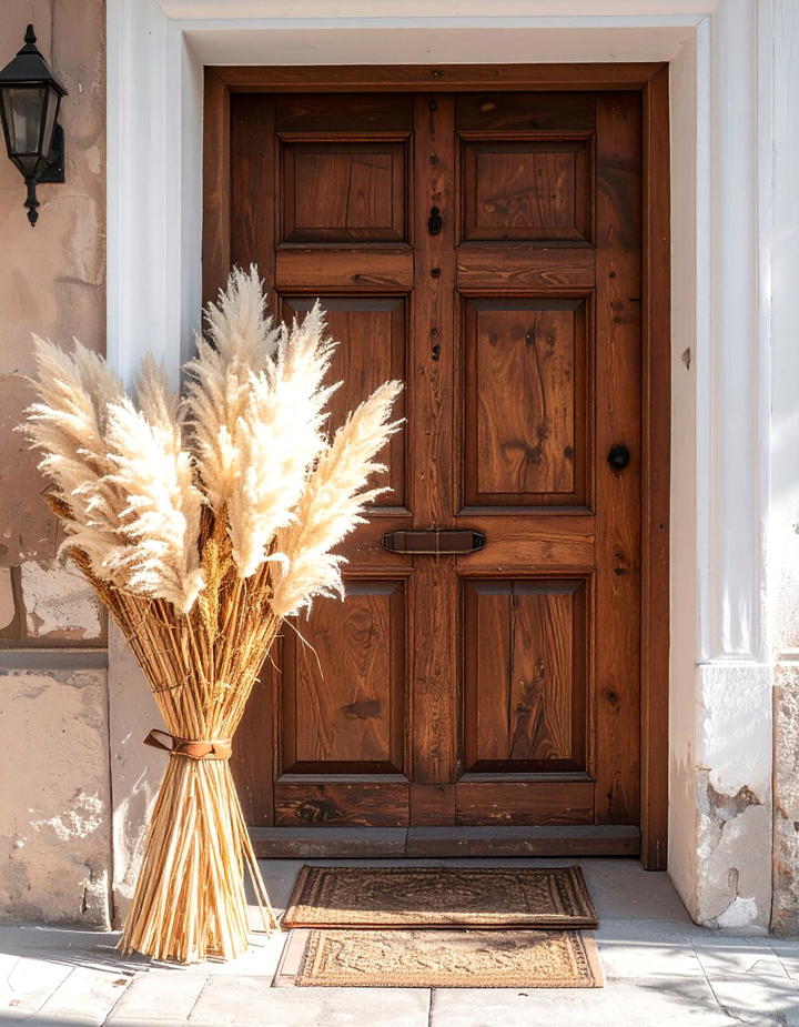 Dried Pampas and Wheat Bundle - 50 fall front door decor ideas