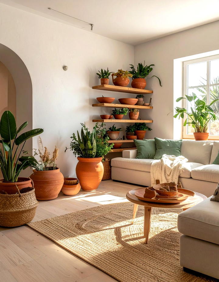 Earthy Terracotta Accents - 50 living room fall decor ideas