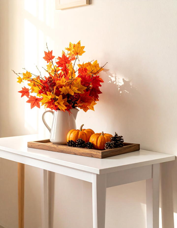 Entry Table Leaf Display - 50 fall leaves decor ideas