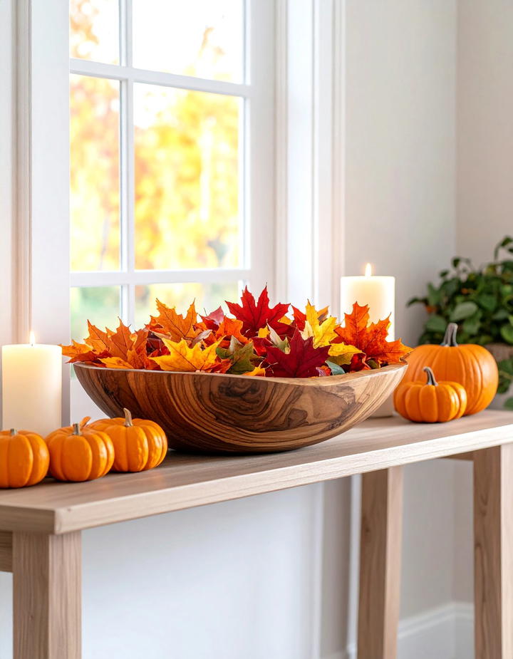 Entryway Console Arrangement - 50 fall leaves decor ideas