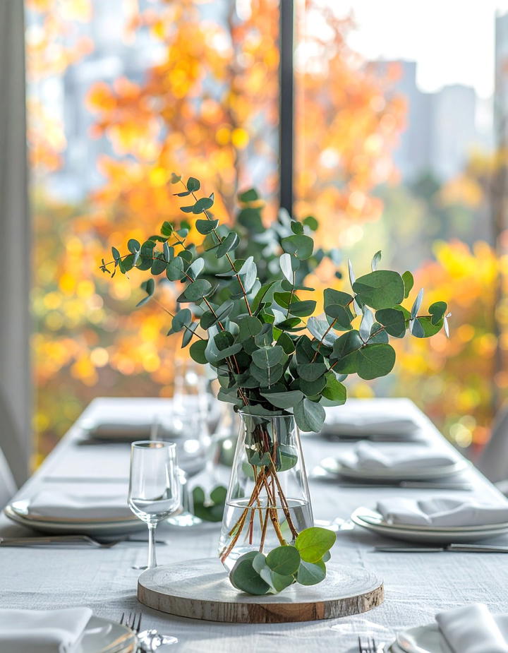 Eucalyptus Leaf Displays - 50 fall table decor ideas