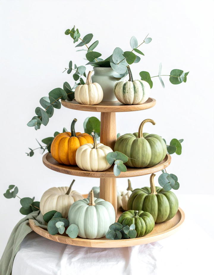 Eucalyptus and Sage Green - 50 fall tiered tray decor ideas