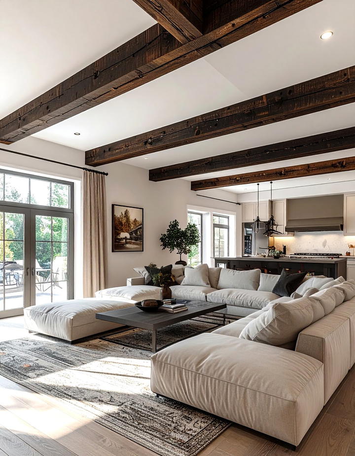 Exposed Wood Beams - 50 living room fall decor ideas