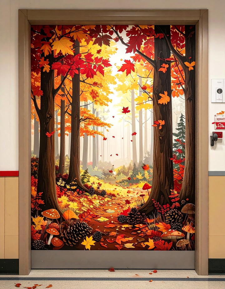 Fall Forest Scene - 50 fall door decor classroom ideas