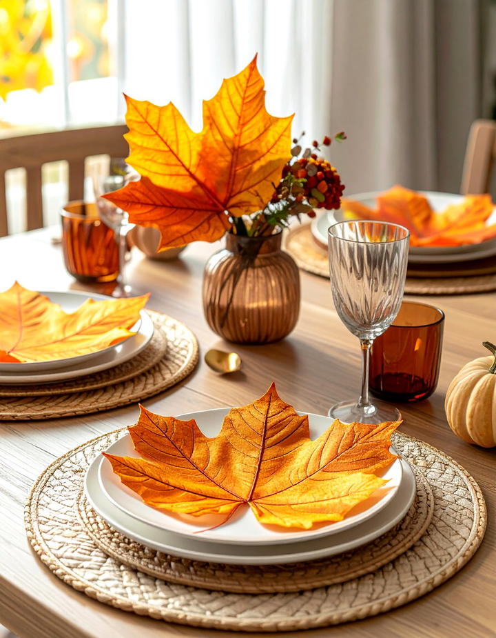 Fall Leaf Place Mats - 50 fall table decor ideas