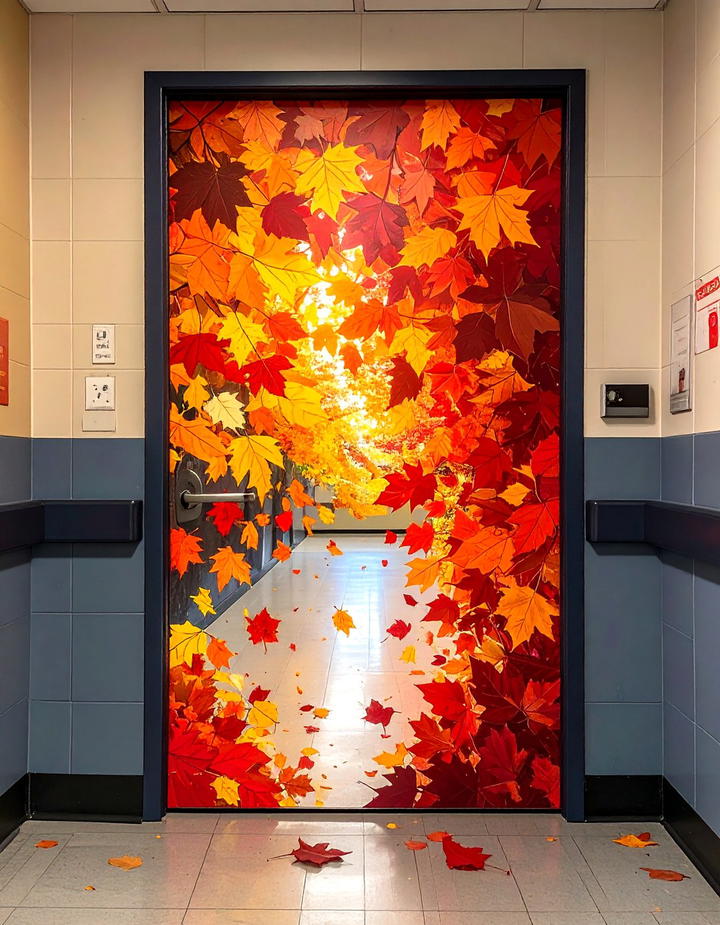 Falling Leaves Display - 50 fall door decor classroom ideas