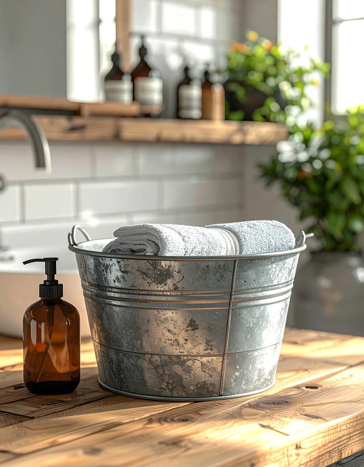 Farmhouse Galvanized Metal - 50 fall bathroom decor ideas