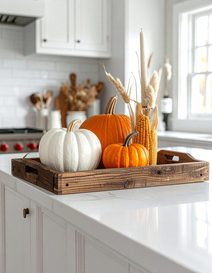 Farmhouse Kitchen Island Display - 50 fall decor ideas