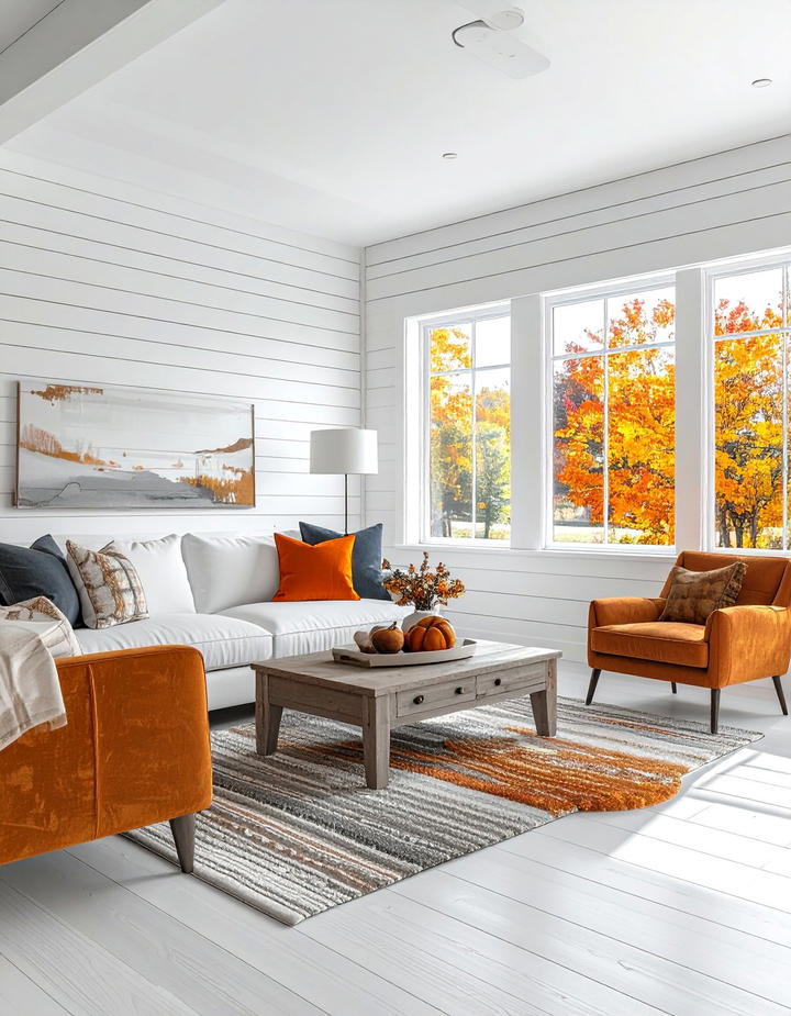 Farmhouse Shiplap Walls - 50 living room fall decor ideas