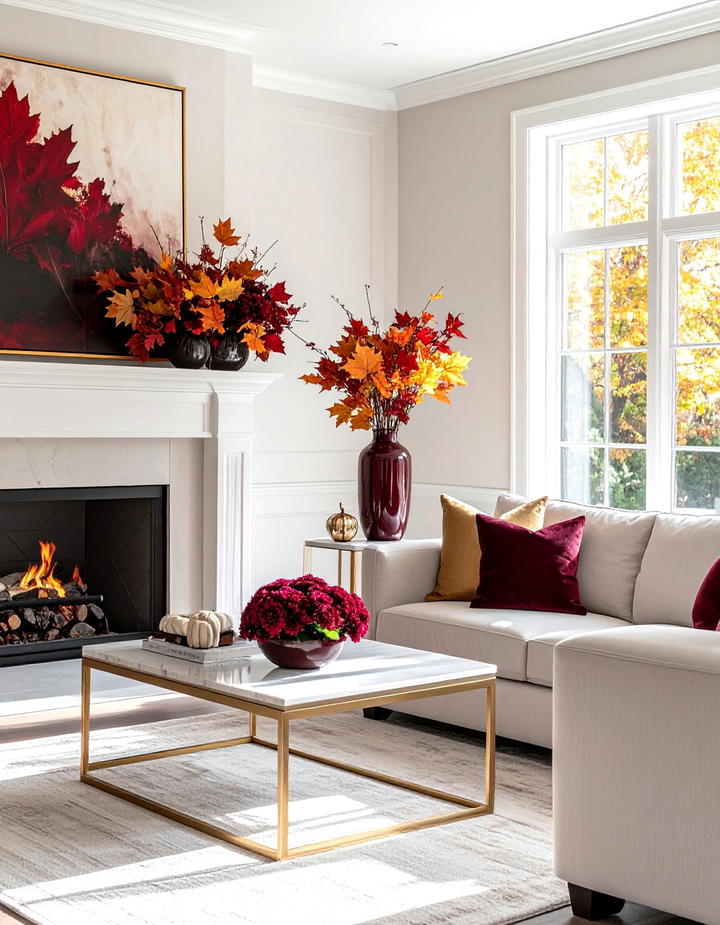 Faux Fall Foliage Arrangements - 50 living room fall decor ideas