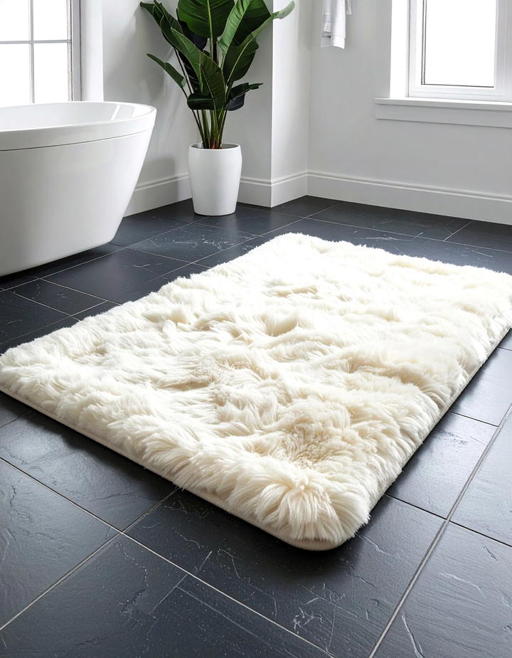 Faux Fur Bath Mat - 50 fall bathroom decor ideas