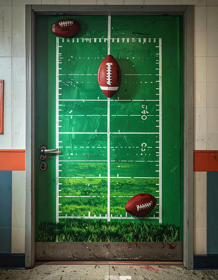 Football Field Theme - 50 fall door decor classroom ideas