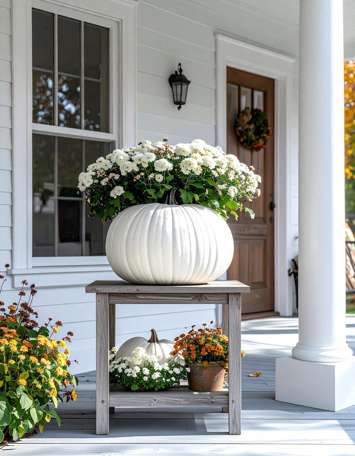 Front Porch Plant Stand - 50 minimalist fall decor ideas