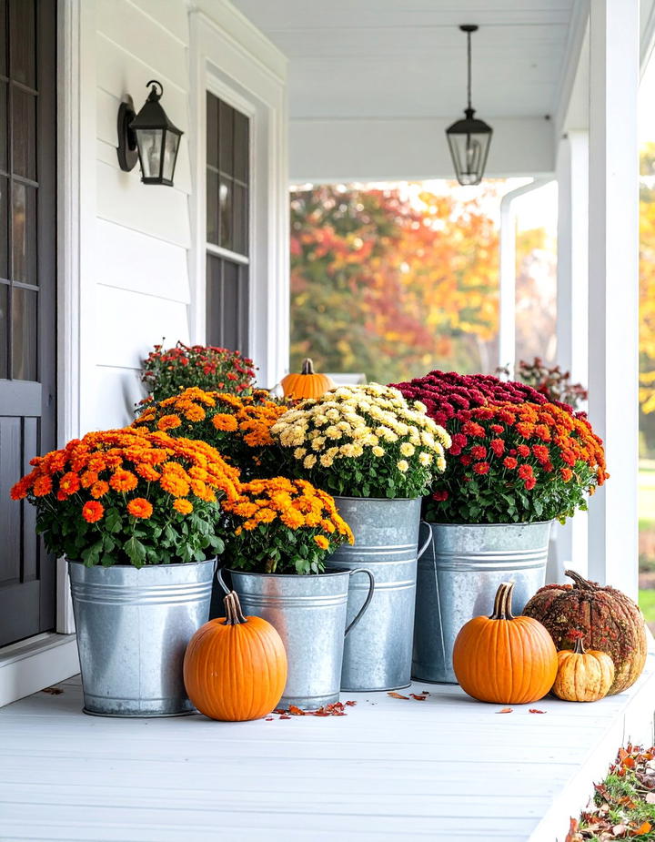 Galvanized Metal Accents - 50 modern fall porch decor ideas