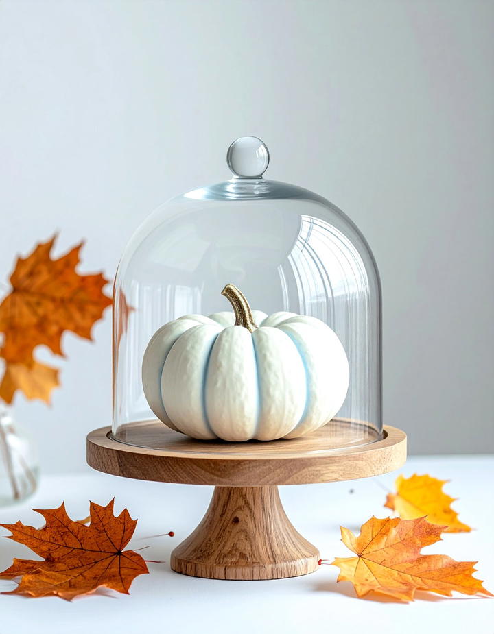 Glass Cloche Covered Pumpkin - 50 fall pumpkin decor ideas