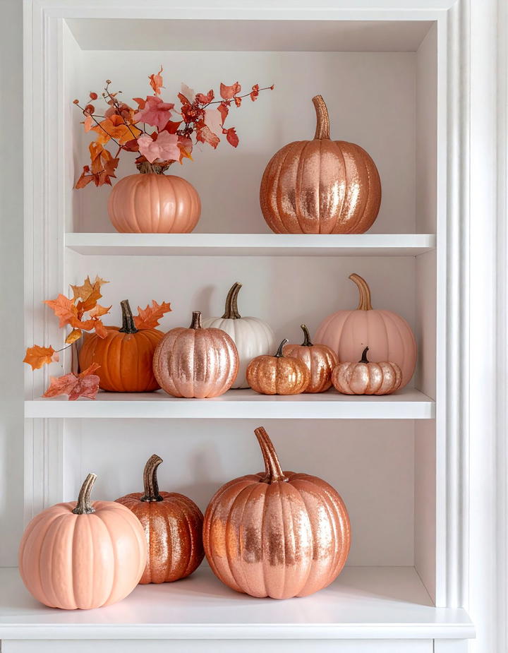 Glitter Covered Pumpkin Accent Pieces - 50 fall pumpkin decor ideas