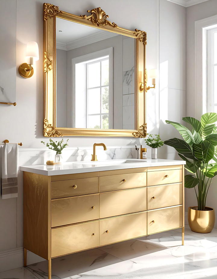 Gold Mirror Frame - 50 fall bathroom decor ideas