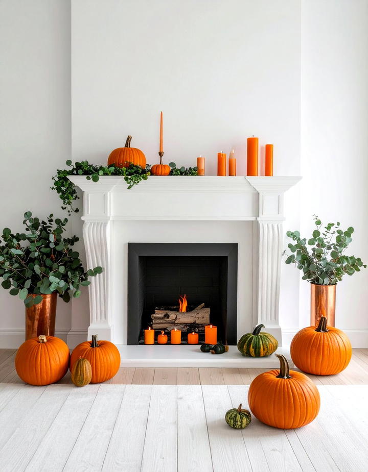 Green and Orange Fall Palette - 50 fall fireplace decor ideas