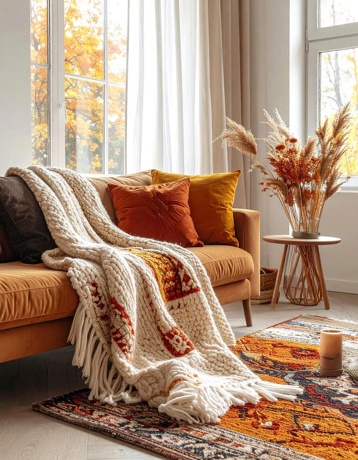 Handwoven Throw Blankets - 50 living room fall decor ideas