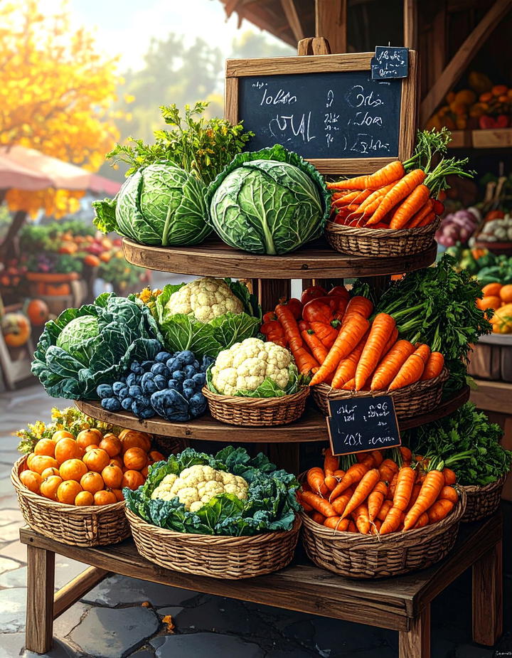 Harvest Vegetable Market - 50 fall tiered tray decor ideas