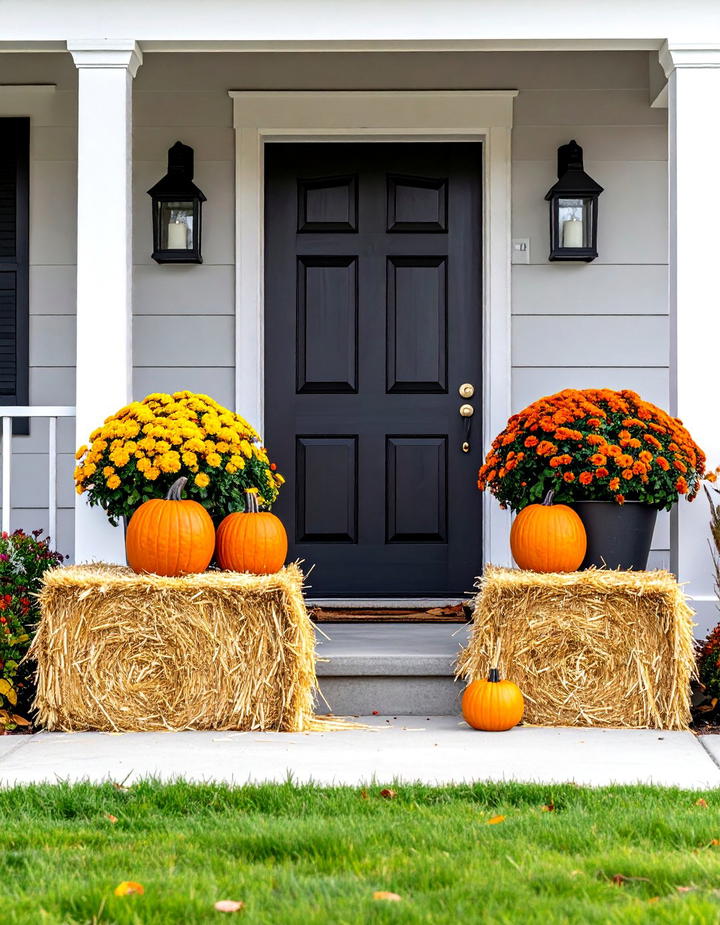 Hay Bale Porch Foundation - 50 fall front door decor ideas