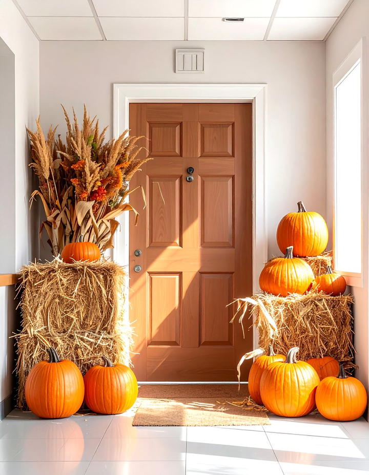 Haystack Harvest Scene - 50 fall door decor classroom ideas