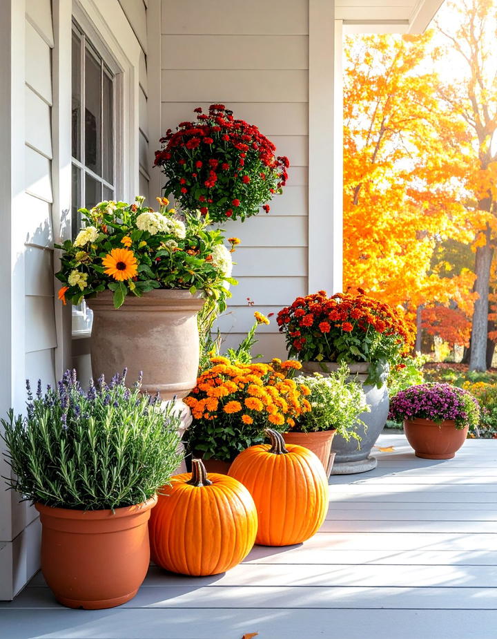 Herb Container Garden Display - 50 modern fall porch decor ideas