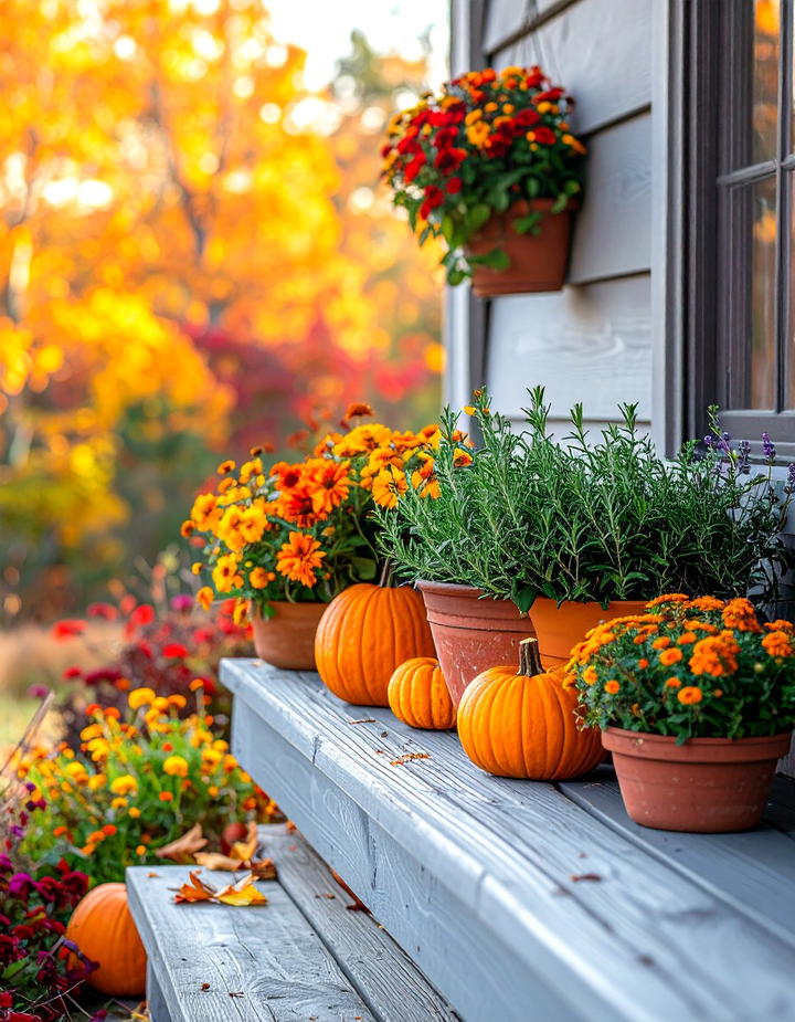 Herb Garden Fall Transition Porch - 50 fall porch decor ideas