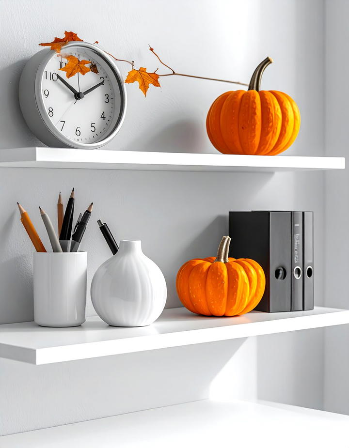 Home Office Floating Shelf - 50 minimalist fall decor ideas