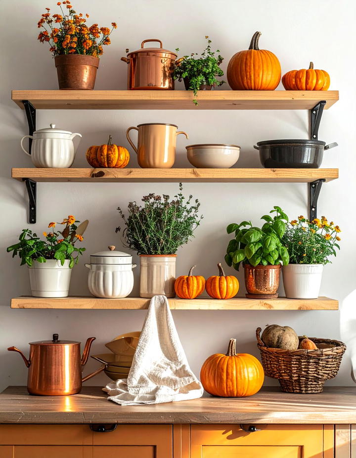 Kitchen Open Shelving Autumn Styling - 50 fall decor ideas