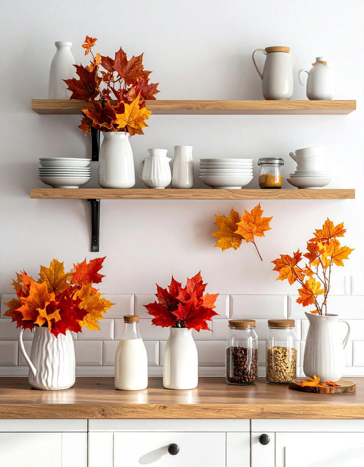 Kitchen Open Shelving Display - 50 fall leaves decor ideas