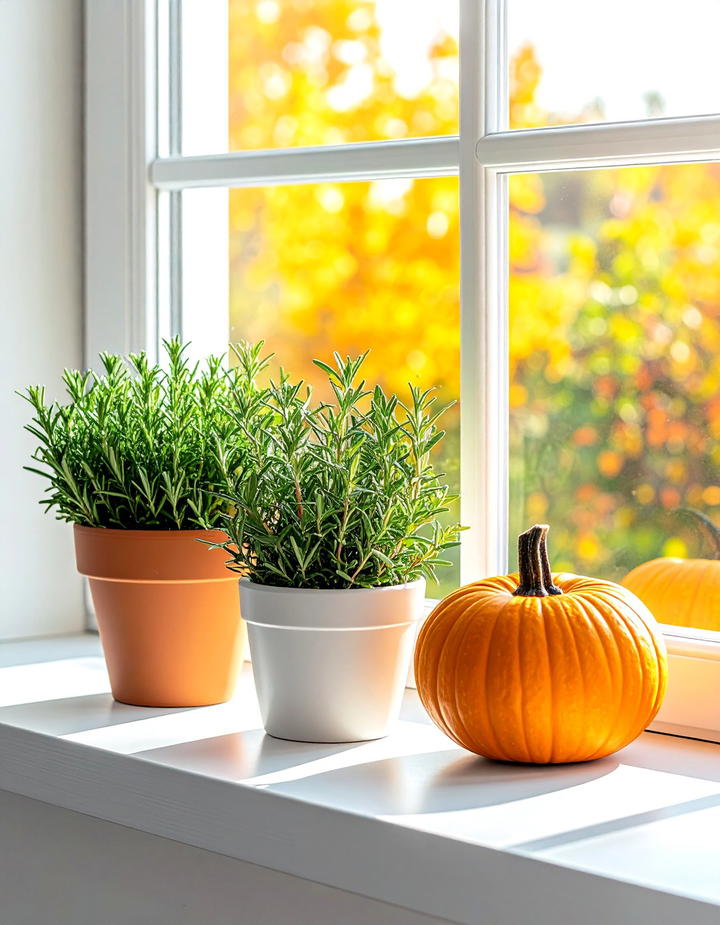 Kitchen Window Herb Display - 50 minimalist fall decor ideas