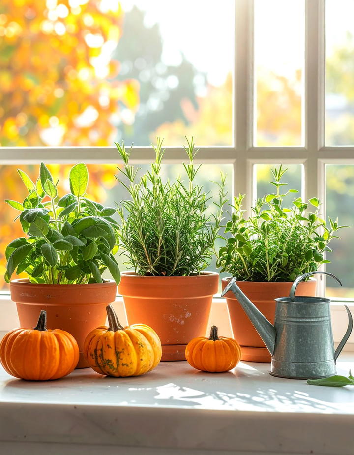 Kitchen Windowsill Herb Garden - 50 fall decor ideas