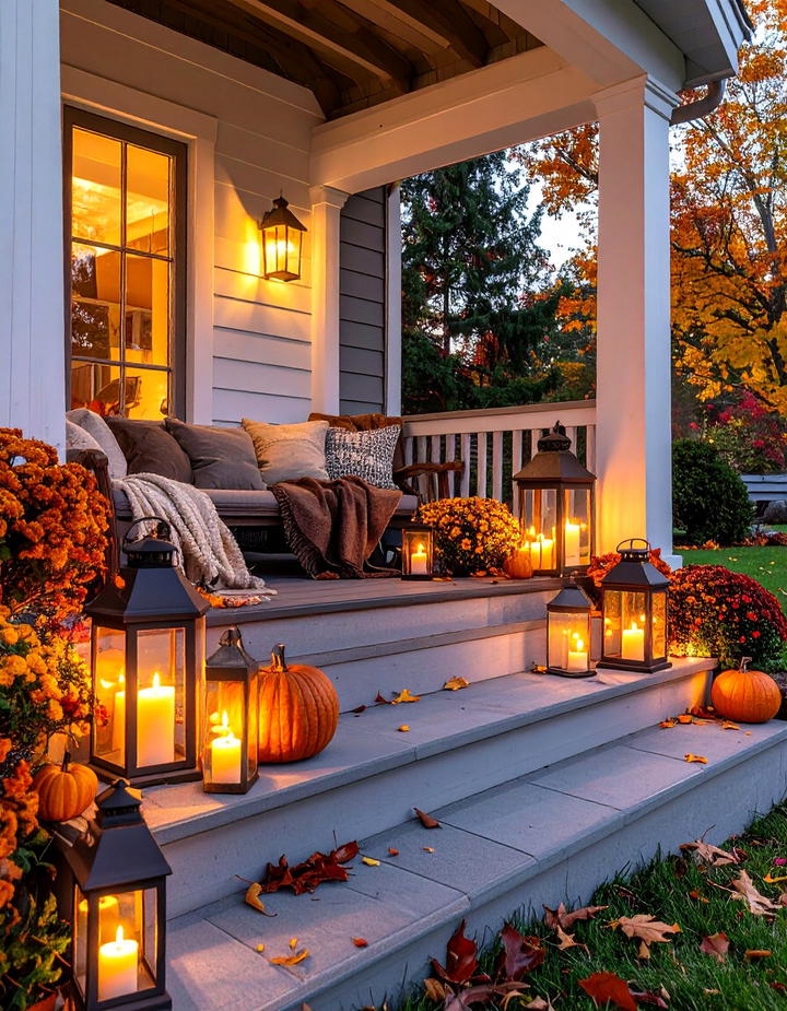 Lantern Lit Evening Ambiance Porch - 50 fall porch decor ideas