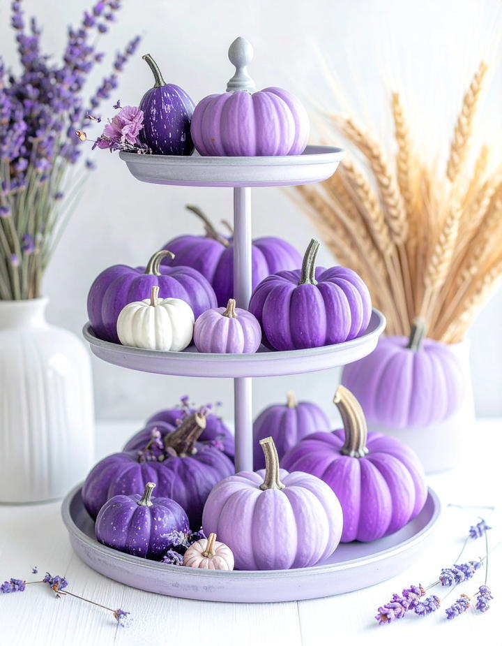 Lavender and Purple Hues - 50 fall tiered tray decor ideas