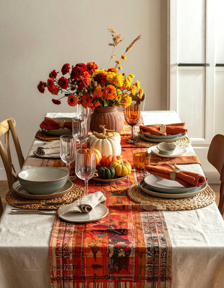 Layered Linen Table Styling - 50 fall table decor ideas