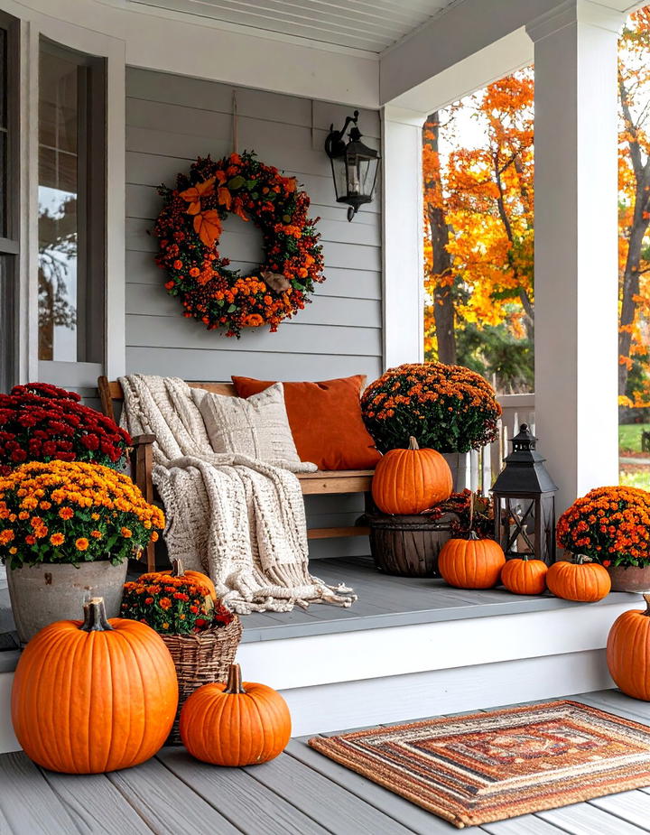 Layered Porch Welcome Display - 50 fall decor ideas