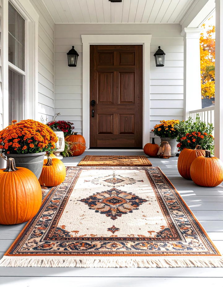 Layered Rug Welcome - 50 modern fall porch decor ideas