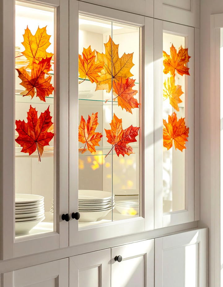 Leaf Adorned Cabinet Doors - 50 fall leaves decor ideas