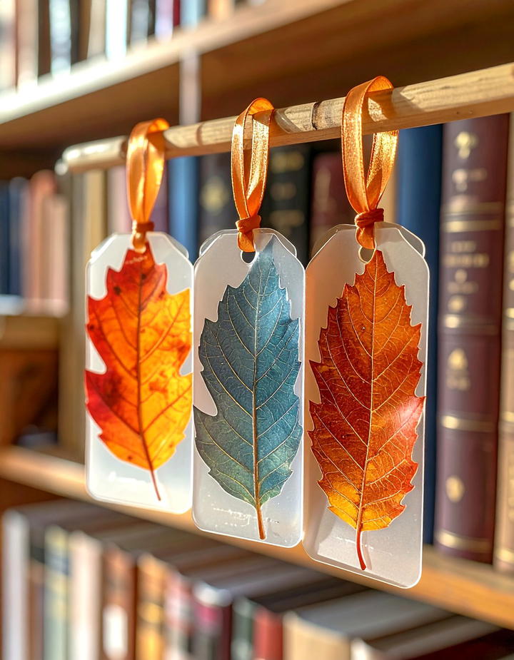 Leaf Backed Bookmarks - 50 fall leaves decor ideas