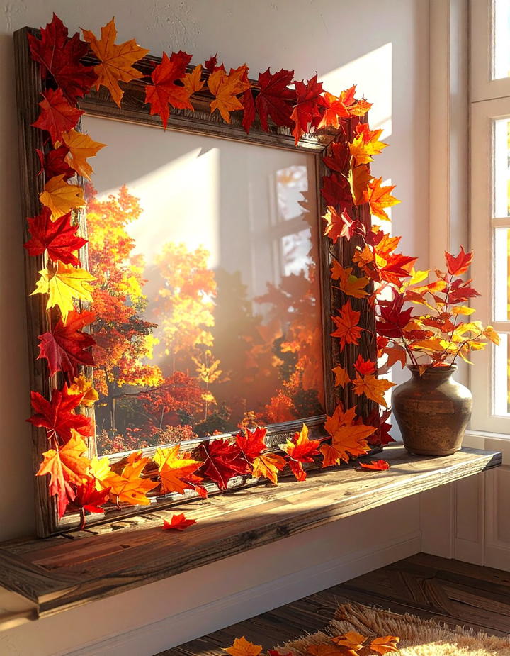 Leaf Covered Picture Frames - 50 fall leaves decor ideas
