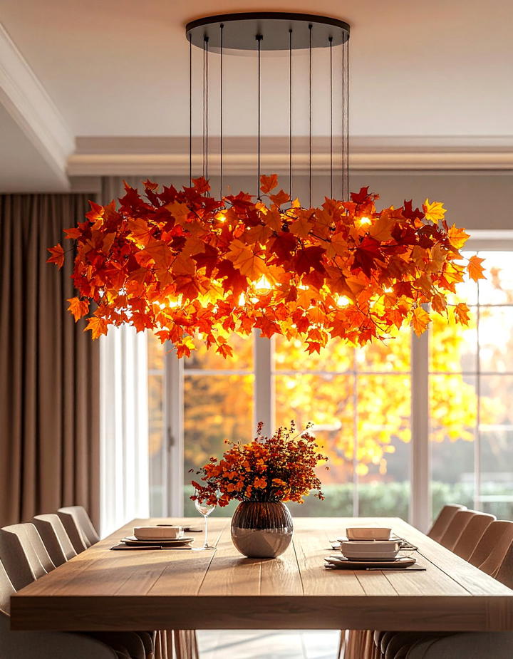 Leaf Draped Chandelier - 50 fall leaves decor ideas
