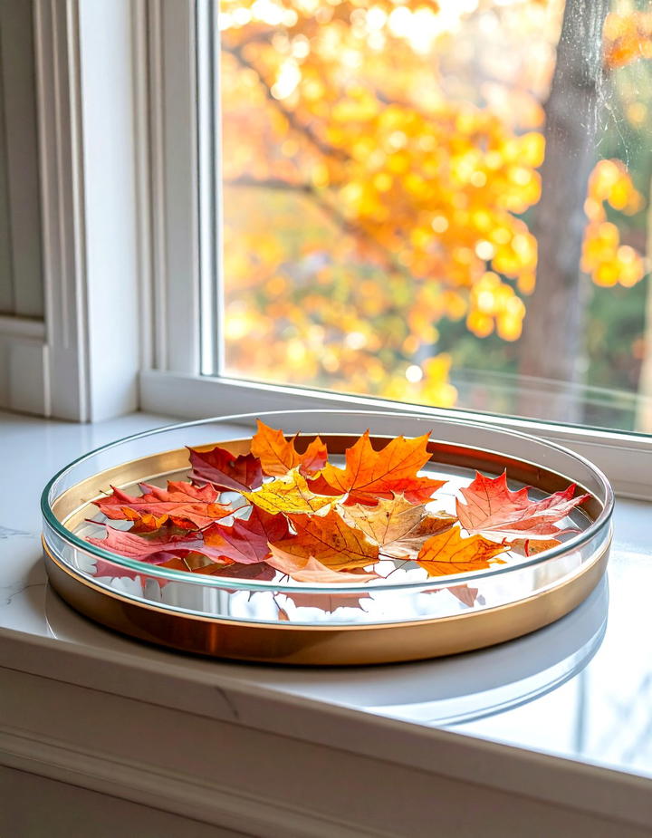 Leaf Lined Serving Tray - 50 fall leaves decor ideas