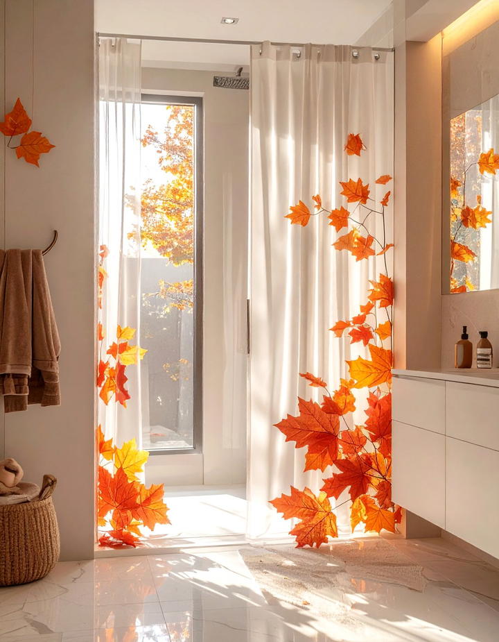 Leaf Shower Curtain Accents - 50 fall leaves decor ideas