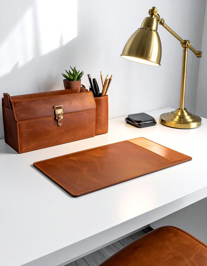 Leather Office Desk Accessories - 50 fall office decor ideas