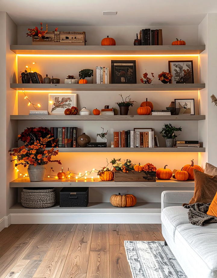 Living Room Built In Seasonal Styling - 50 fall decor ideas