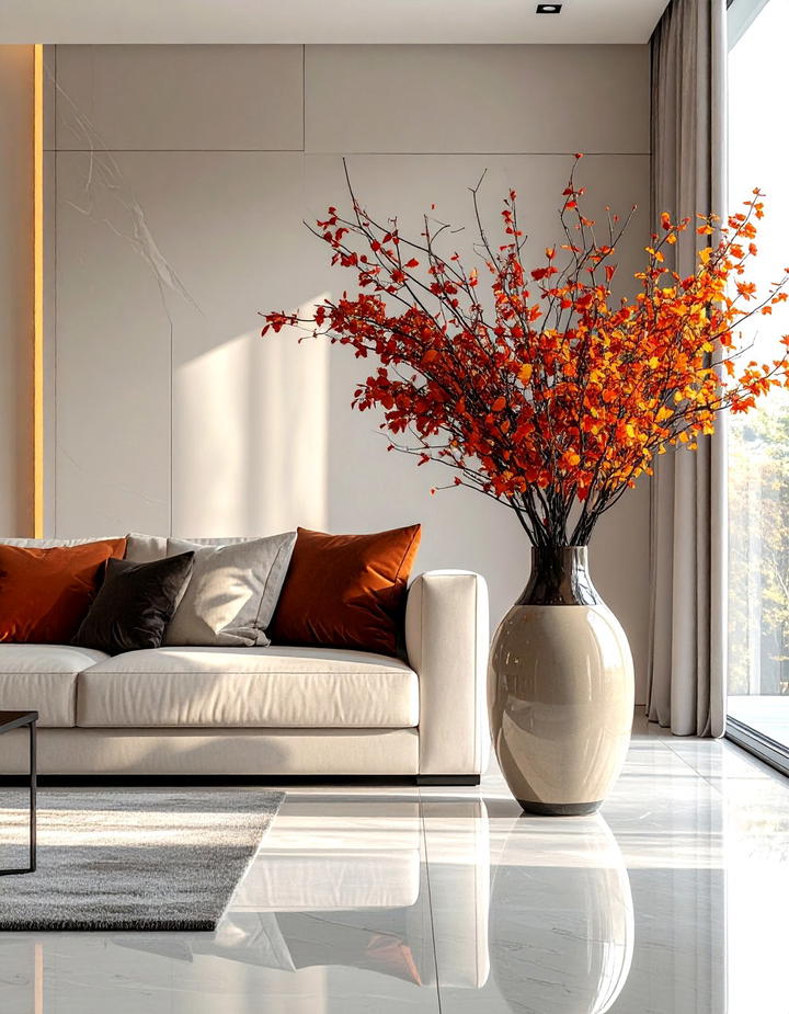 Living Room Corner Floor Vase - 50 minimalist fall decor ideas